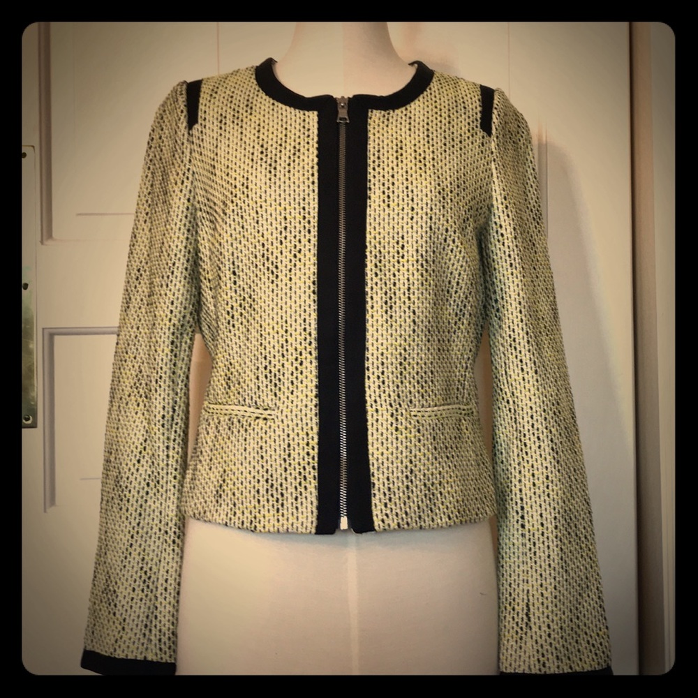 Banana Republic zip tweed blazer